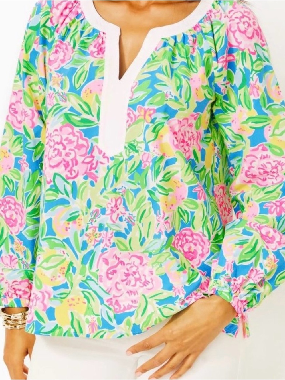 NEW Lilly Pulitzer L/S Camryn Tunic Top Multi Grove Garden Medium MSRP $128 NWT